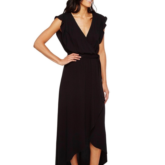 SOLD Splendid Black Ruffle Wrap Dress - Picture 3 of 6